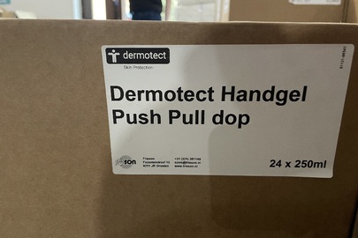 Засіб для дезінфекції рук "Dermotect Handgel Push Pull dop" у картонних коробках по 24 шт. по 250мл. у кількості 67 коробок, стан новий